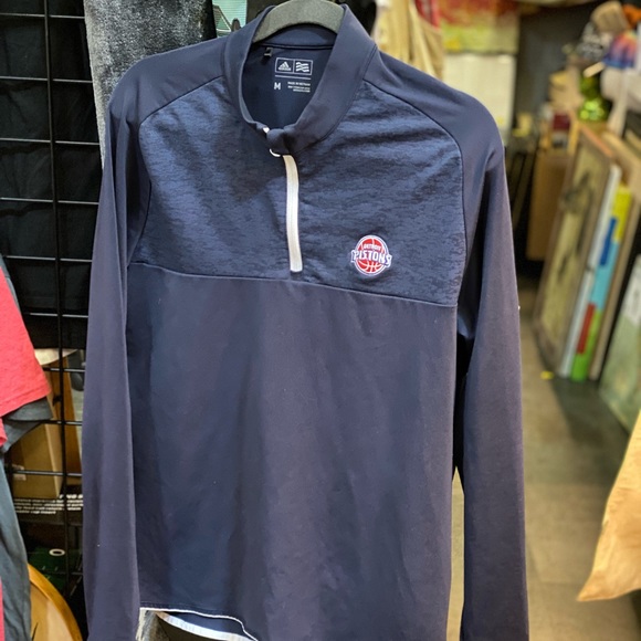 Navy Detroit Pistons Adidas 1/4 Zip Pullover - Picture 1 of 4